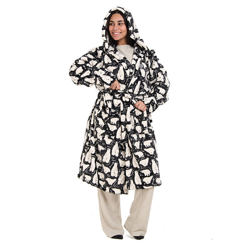 Snuggs Blanket Robe Black Polar Bear
